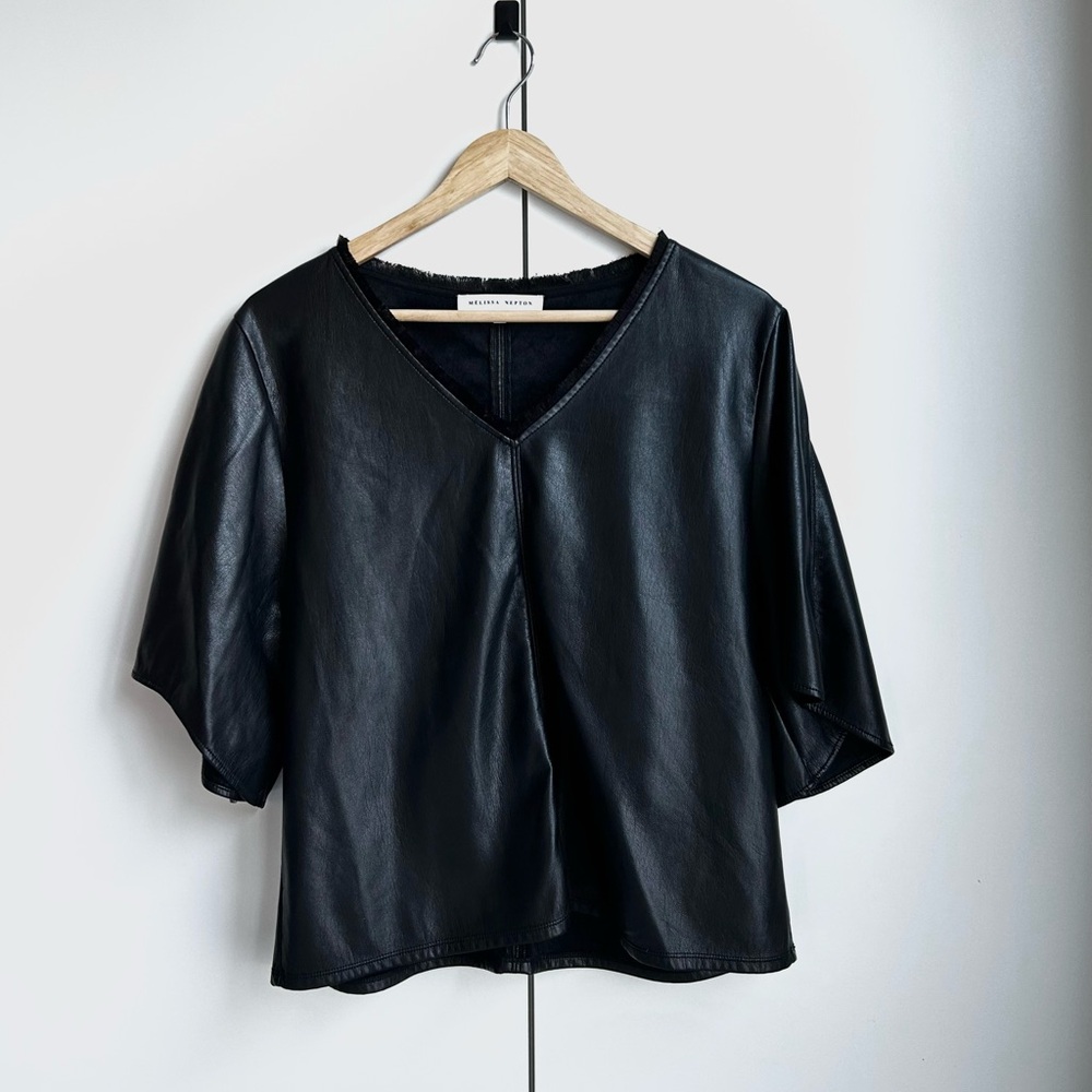 MELISSA NEPTON Black Leather Blouse